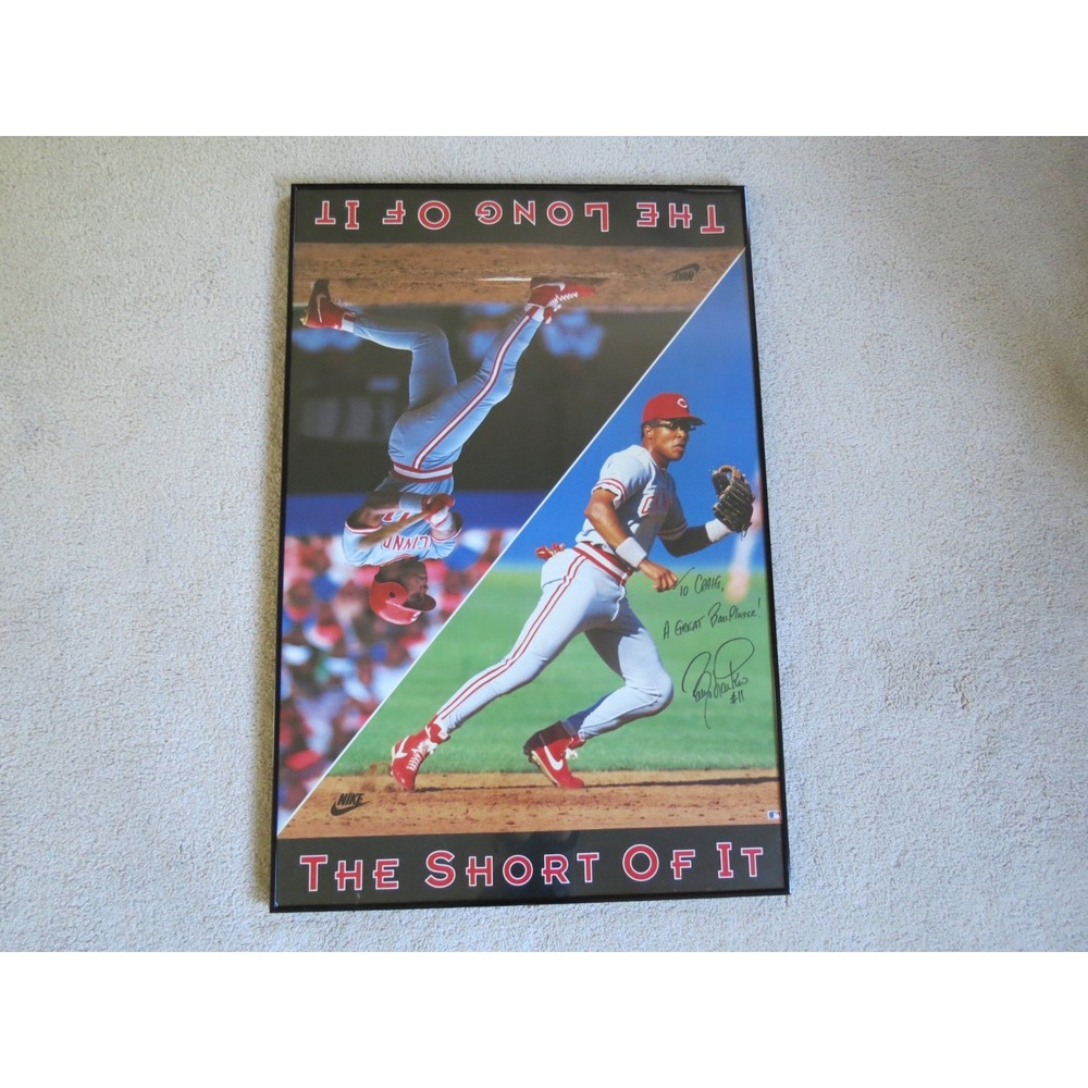 Barry Larkin Nike The Long & Short of it Signed Autograph Poster Cincinnati Reds